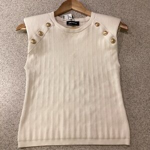 Express Ivory Padded Shoulder Sweater